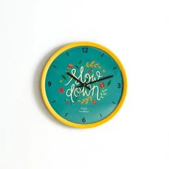 Chumbakdesign Teal By Chumbak | Live Slow Wall Clock - Yellow Rim