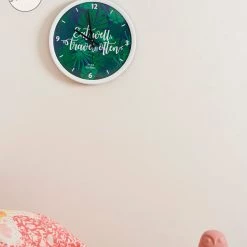 Chumbakdesign Teal By Chumbak | 'Eat Well Travel Often' Wall Clock - Black Rim