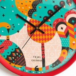 Chumbakdesign Decor & Living Teal By Chumbak | Peacock Pride Wall Clock - Maroon Rim 11 Chumbakdesign Decor & Living Teal By Chumbak | Peacock Pride Wall Clock - Maroon Rim
