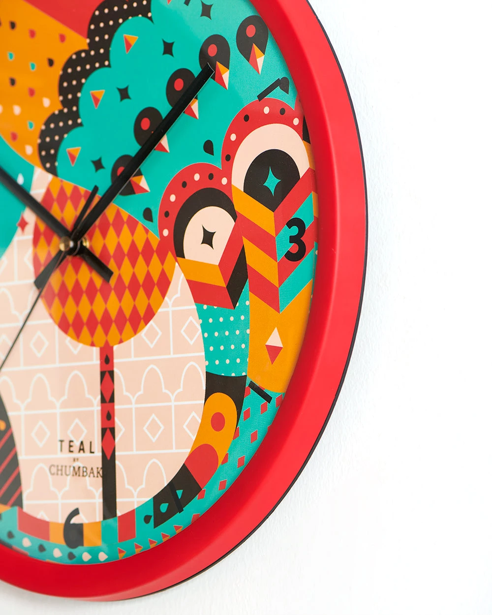Chumbakdesign Decor & Living Teal By Chumbak | Peacock Pride Wall Clock - Maroon Rim 6 Chumbakdesign Decor & Living Teal By Chumbak | Peacock Pride Wall Clock - Maroon Rim
