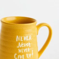 Chumbakdesign Dining & Kitchen Never Give Up Mug- Mustard