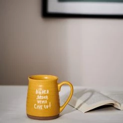 Chumbakdesign Dining & Kitchen Never Give Up Mug- Mustard