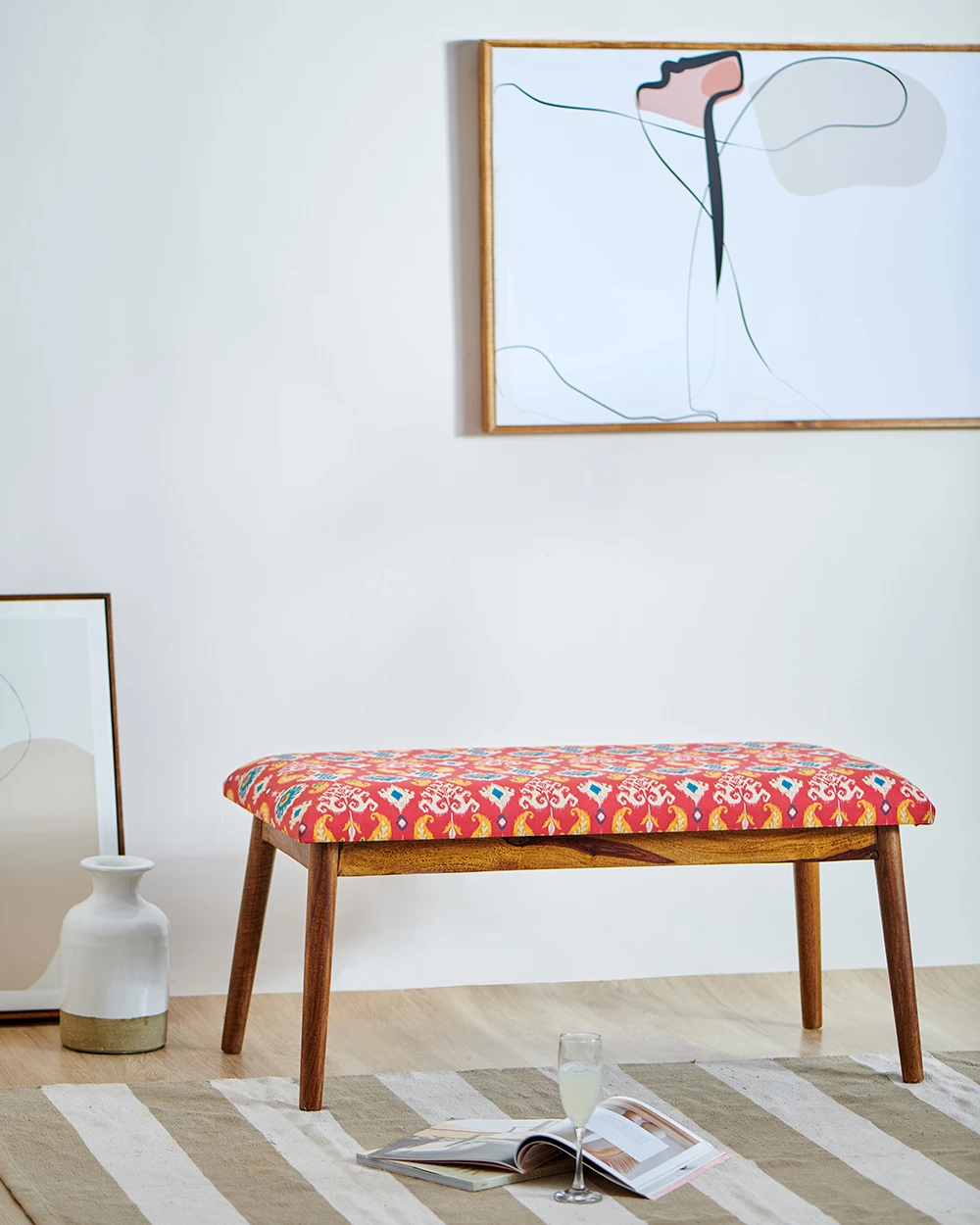 Chumbakdesign Furniture & Storage Jodhpur Bench - Red Ikkat 3 Chumbakdesign Furniture & Storage Jodhpur Bench - Red Ikkat