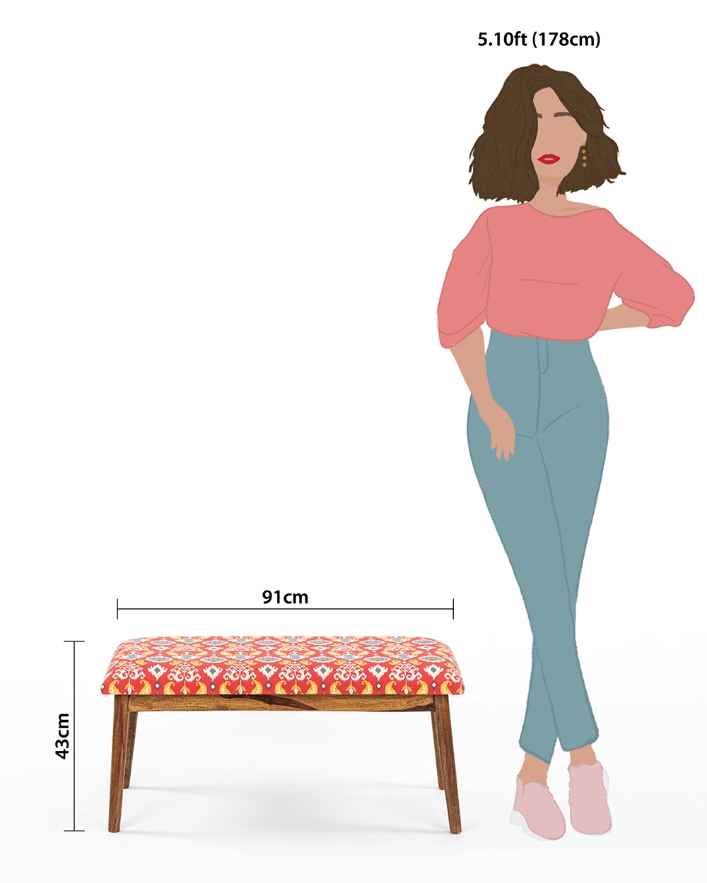 Chumbakdesign Furniture & Storage Jodhpur Bench - Red Ikkat 9 Chumbakdesign Furniture & Storage Jodhpur Bench - Red Ikkat