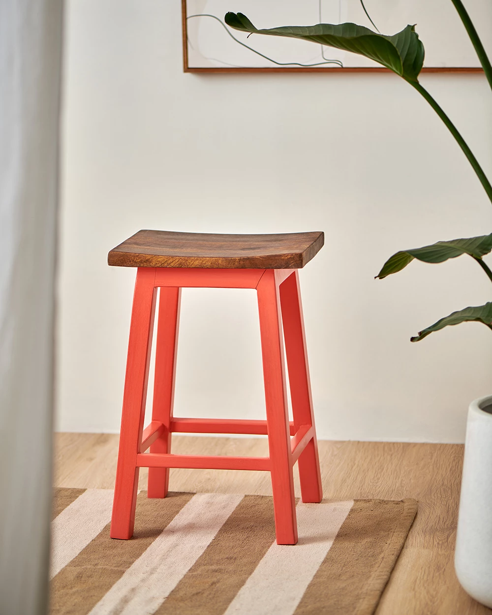 Chumbakdesign Farmhouse Stool - Coral 3 Chumbakdesign Farmhouse Stool - Coral
