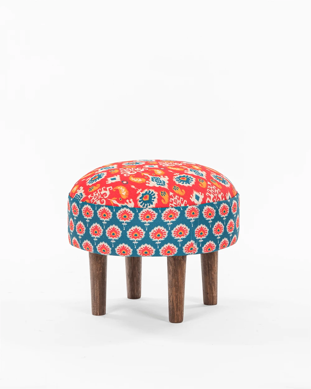 Chumbakdesign Begum Foot Rest - Red & Blue Ikkat Furniture & Storage 5 Chumbakdesign Begum Foot Rest - Red & Blue Ikkat Furniture & Storage