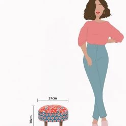 Chumbakdesign Begum Foot Rest - Red & Blue Ikkat Furniture & Storage 13 Chumbakdesign Begum Foot Rest - Red & Blue Ikkat Furniture & Storage