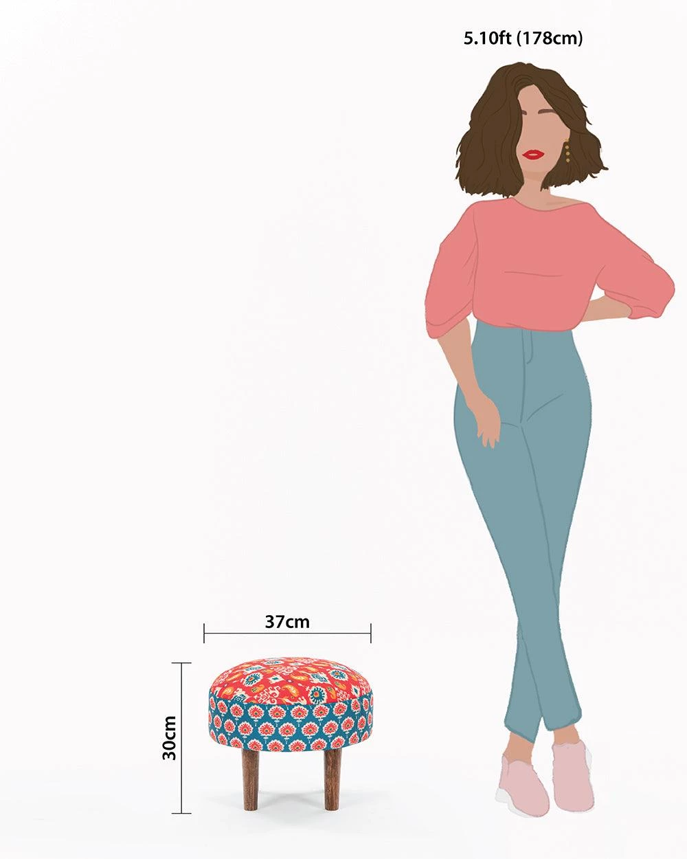 Chumbakdesign Begum Foot Rest - Red & Blue Ikkat Furniture & Storage 8 Chumbakdesign Begum Foot Rest - Red & Blue Ikkat Furniture & Storage