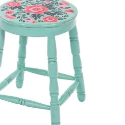 Chumbakdesign Farmhouse Stool Round - Teal Furniture & Storage 11 Chumbakdesign Farmhouse Stool Round - Teal Furniture & Storage