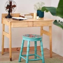 Chumbakdesign Farmhouse Stool Round - Teal Furniture & Storage