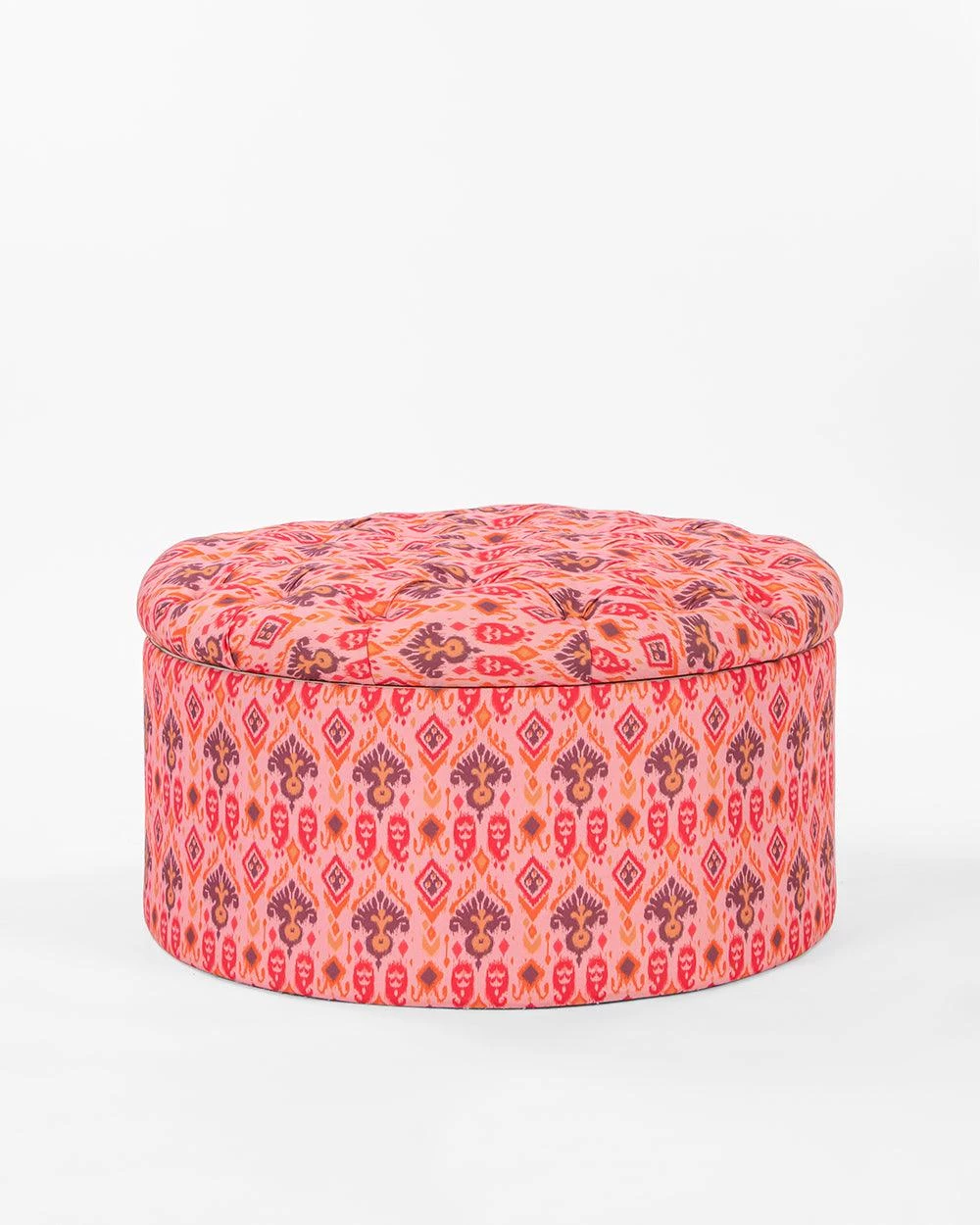 Chumbakdesign Bohemian Storage Ottoman - Pink Ikkat 4 Chumbakdesign Bohemian Storage Ottoman - Pink Ikkat