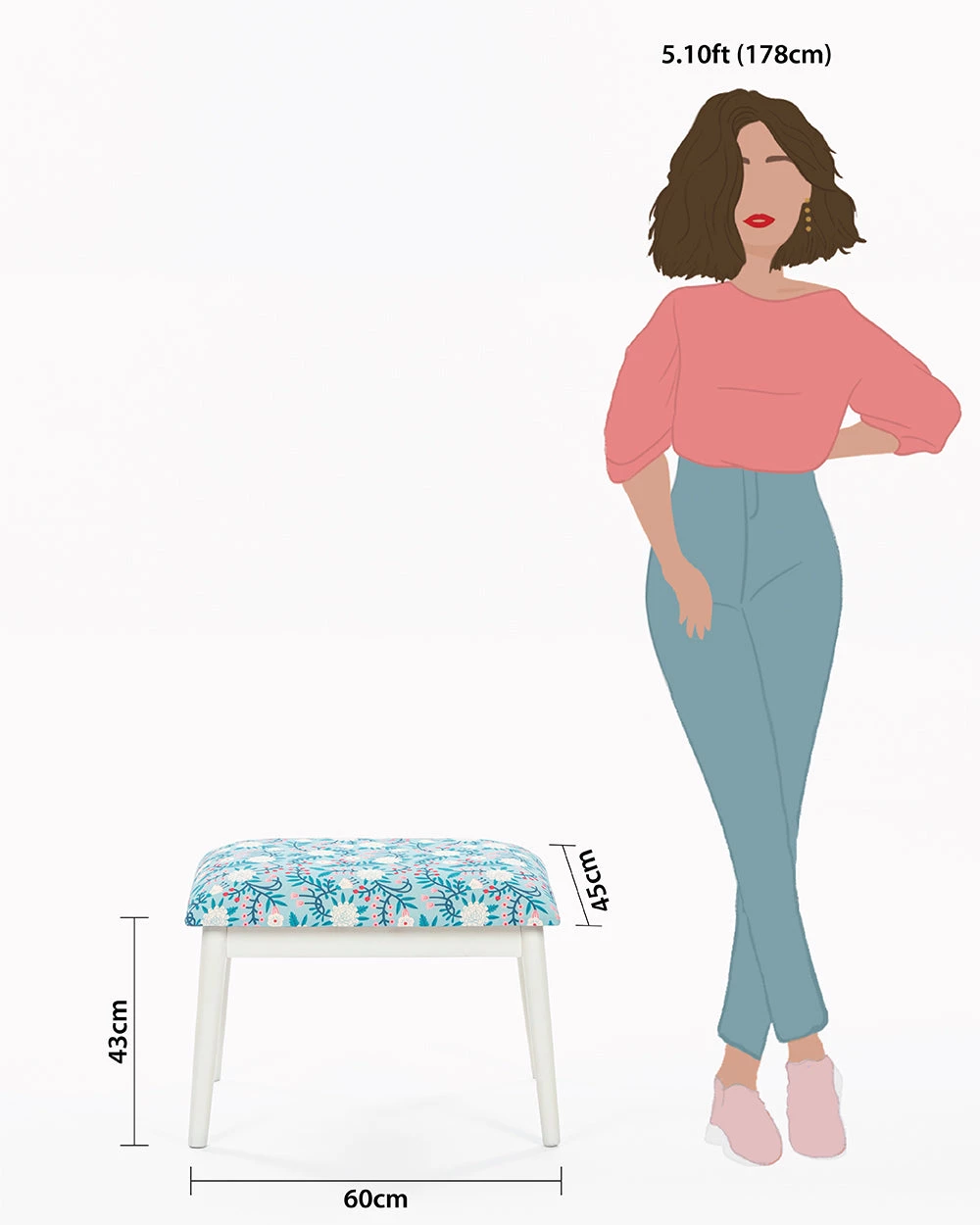 Chumbakdesign Memsaab Bench Small - Aqua Jungle, White 9 Chumbakdesign Memsaab Bench Small - Aqua Jungle, White