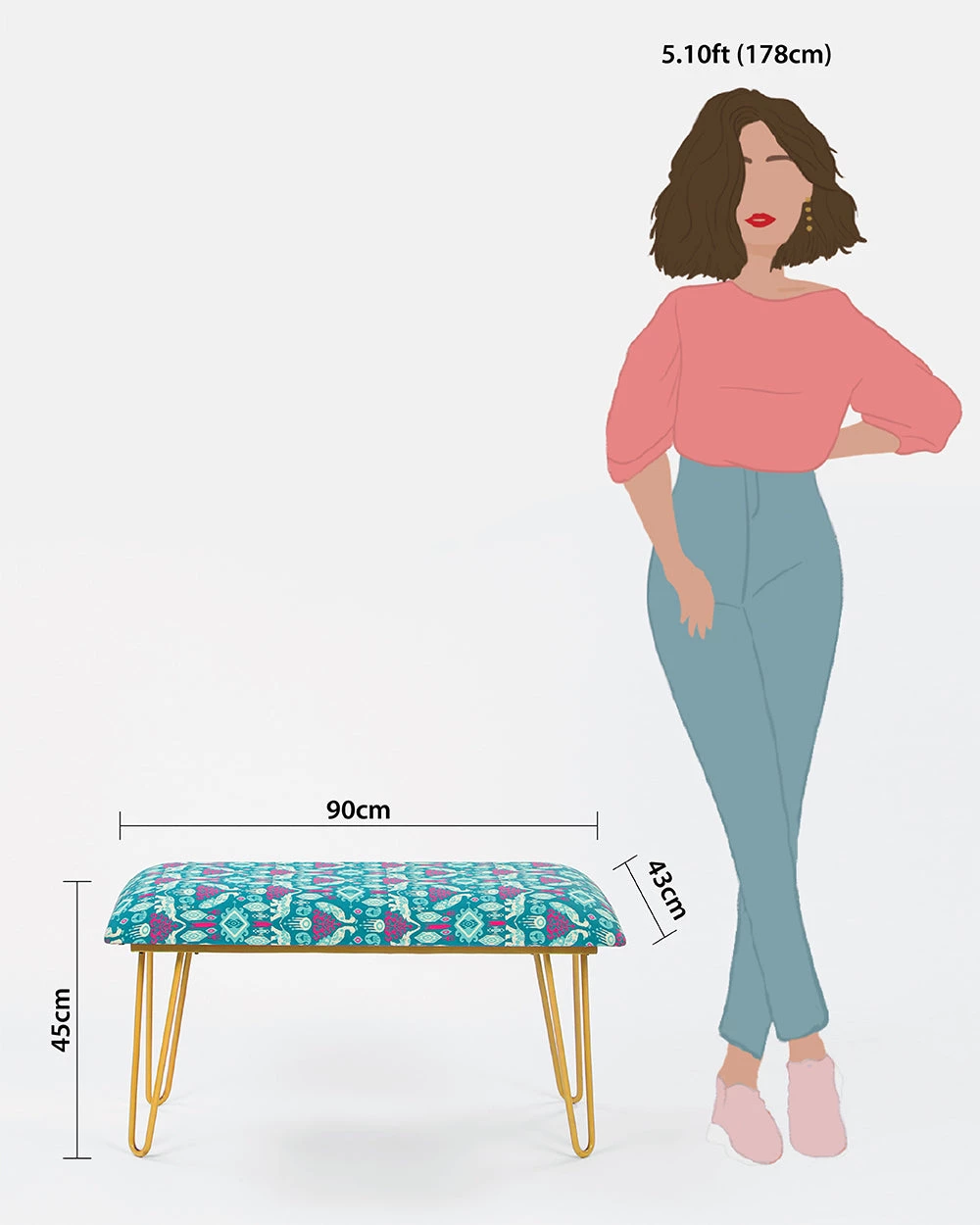 Chumbakdesign Furniture & Storage Kitsch Bench - Royal Animals 8 Chumbakdesign Furniture & Storage Kitsch Bench - Royal Animals