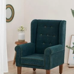 Chumbakdesign Furniture & Storage Begum Wing Chair Velvet - Dark Green