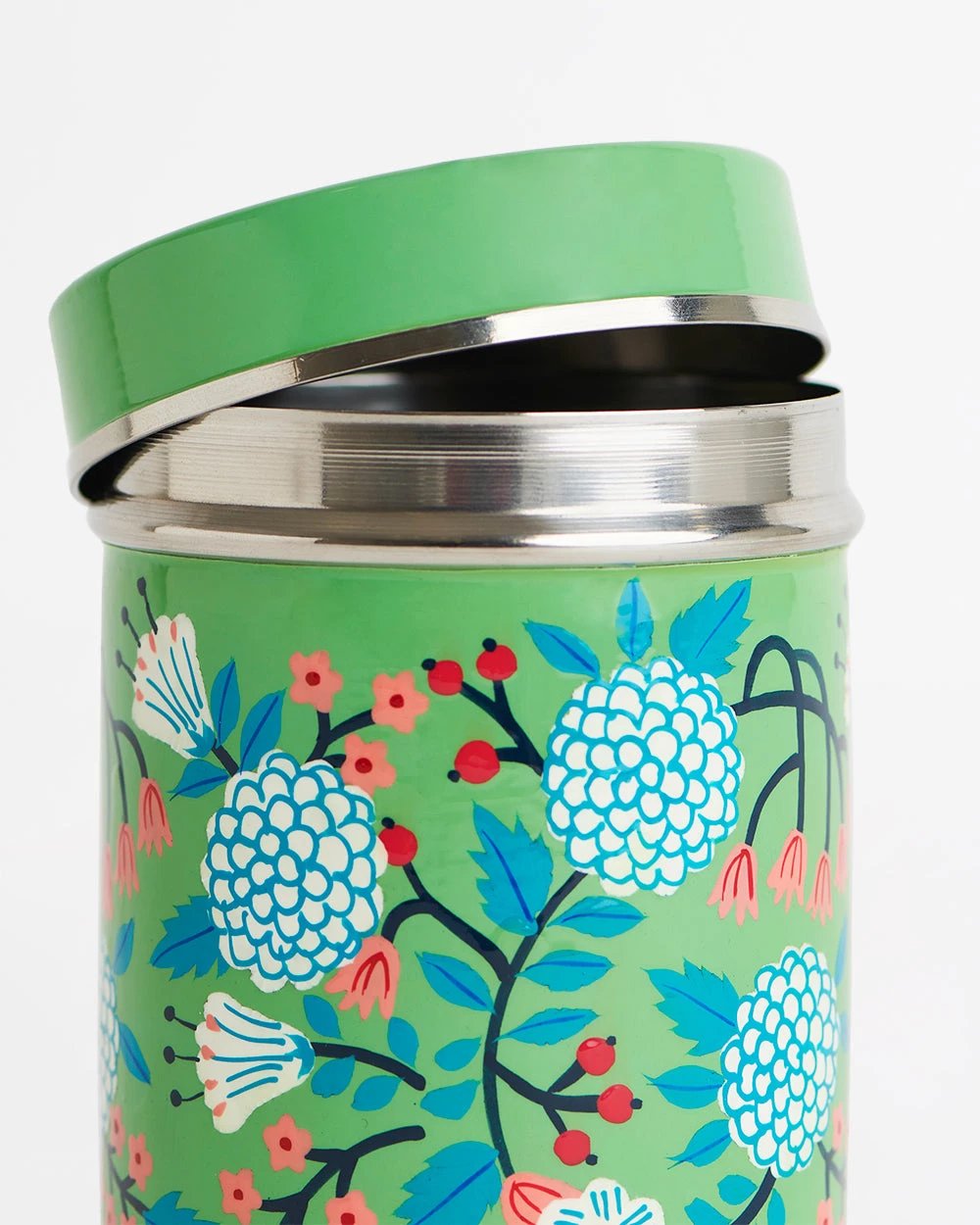 Chumbakdesign Dining & Kitchen Green Floral Steel Storage Jar 7 Chumbakdesign Dining & Kitchen Green Floral Steel Storage Jar