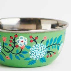 Chumbakdesign Green Floral Steel Bowl