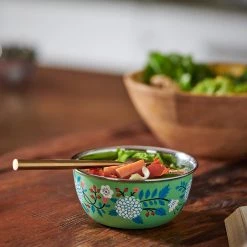 Chumbakdesign Green Floral Steel Bowl