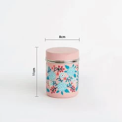 Chumbakdesign Peach Floral Steel Storage Jar