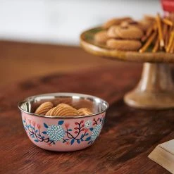 Chumbakdesign Peach Floral Steel Bowl Dining & Kitchen