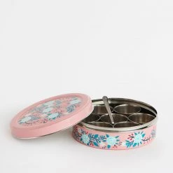 Chumbakdesign Peach Floral Steel Spice Box Dining & Kitchen