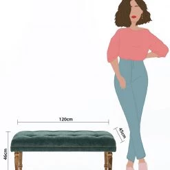 Chumbakdesign Nawaab Bench Velvet- Dark Green Furniture & Storage