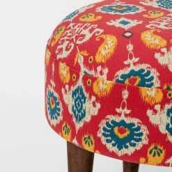 Chumbakdesign Begum Foot Rest - Red Ikkat Furniture & Storage