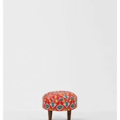Chumbakdesign Begum Foot Rest - Red Ikkat Furniture & Storage