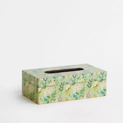 Chumbakdesign Furniture & Storage Country Wooden Tissue Box -Farm Garden, Green, 9” X 5” X 3”