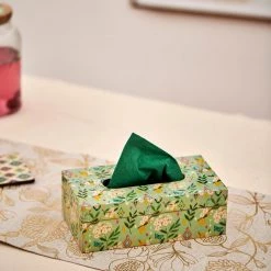 Chumbakdesign Furniture & Storage Country Wooden Tissue Box -Farm Garden, Green, 9” X 5” X 3”