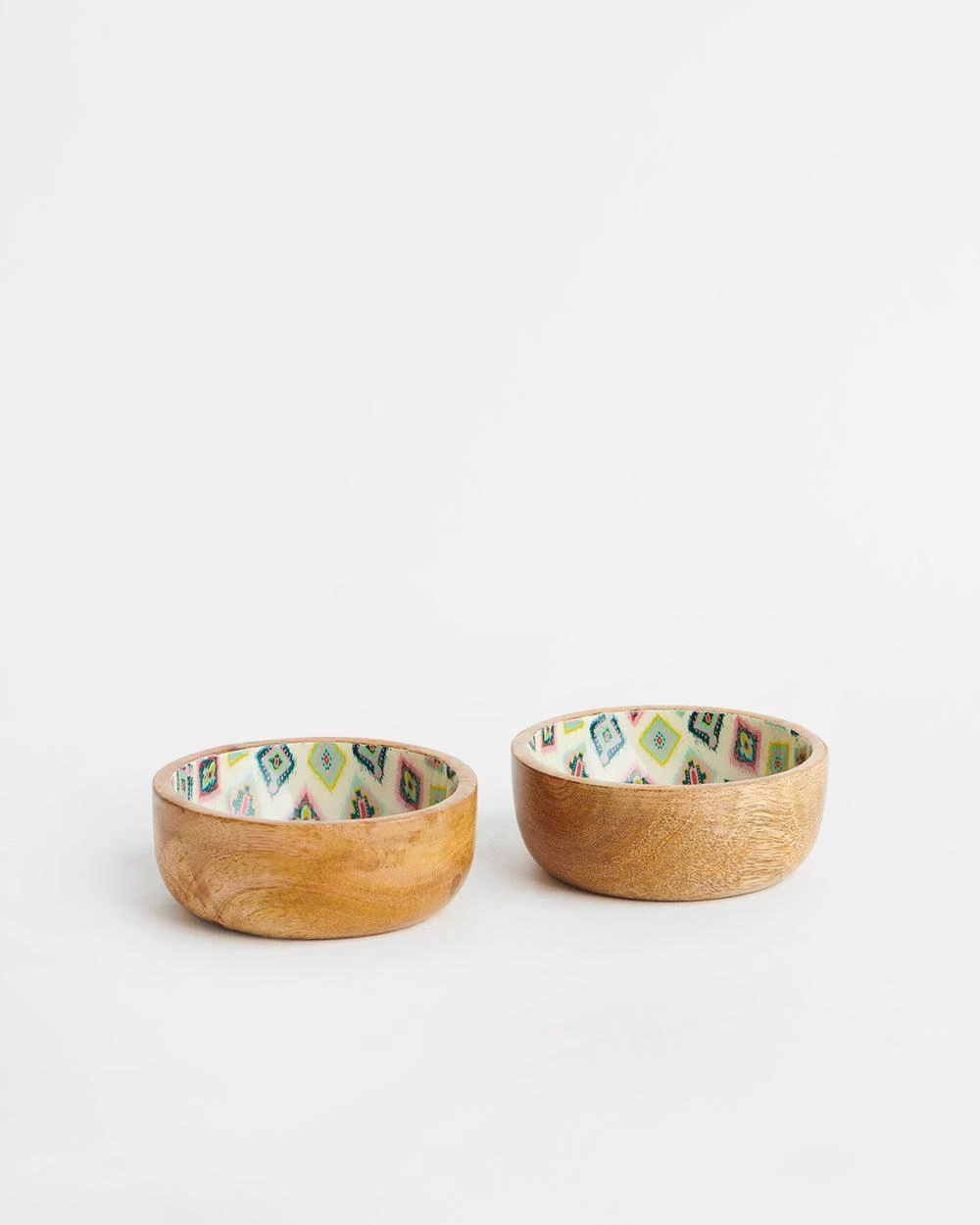 Chumbakdesign Country Wooden Snack Bowls -Ikkat, Set Of 2, 4” X 1.5” Dining & Kitchen 4 Chumbakdesign Country Wooden Snack Bowls -Ikkat, Set Of 2, 4” X 1.5” Dining & Kitchen