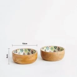 Chumbakdesign Country Wooden Snack Bowls -Ikkat, Set Of 2, 4” X 1.5” Dining & Kitchen 9 Chumbakdesign Country Wooden Snack Bowls -Ikkat, Set Of 2, 4” X 1.5” Dining & Kitchen