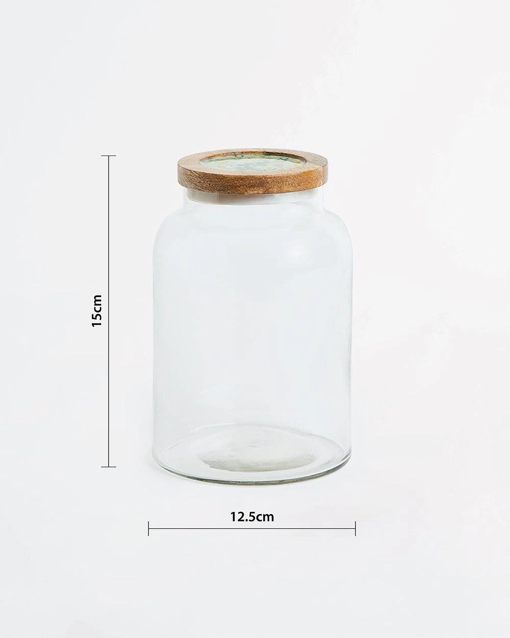 Chumbakdesign Dining & Kitchen Country Glass Jar With Wooden Lid Farm Garden, Green, 5X5X6” 6 Chumbakdesign Dining & Kitchen Country Glass Jar With Wooden Lid Farm Garden, Green, 5X5X6”