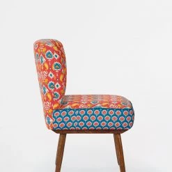 Chumbakdesign Vanity Chair- Red & Blue Ikkat 12 Chumbakdesign Vanity Chair- Red & Blue Ikkat