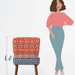 Chumbakdesign Vanity Chair- Red & Blue Ikkat 15 Chumbakdesign Vanity Chair- Red & Blue Ikkat