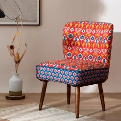 Chumbakdesign Vanity Chair- Red & Blue Ikkat