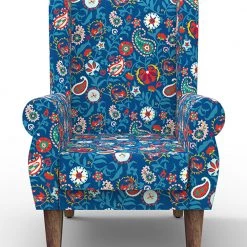Chumbakdesign Begum Wing Chair - India Paisleys Blue Furniture & Storage