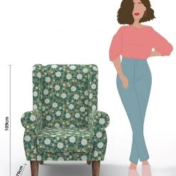 Chumbakdesign Begum Wing Chair - Spring Marigold Green Furniture & Storage