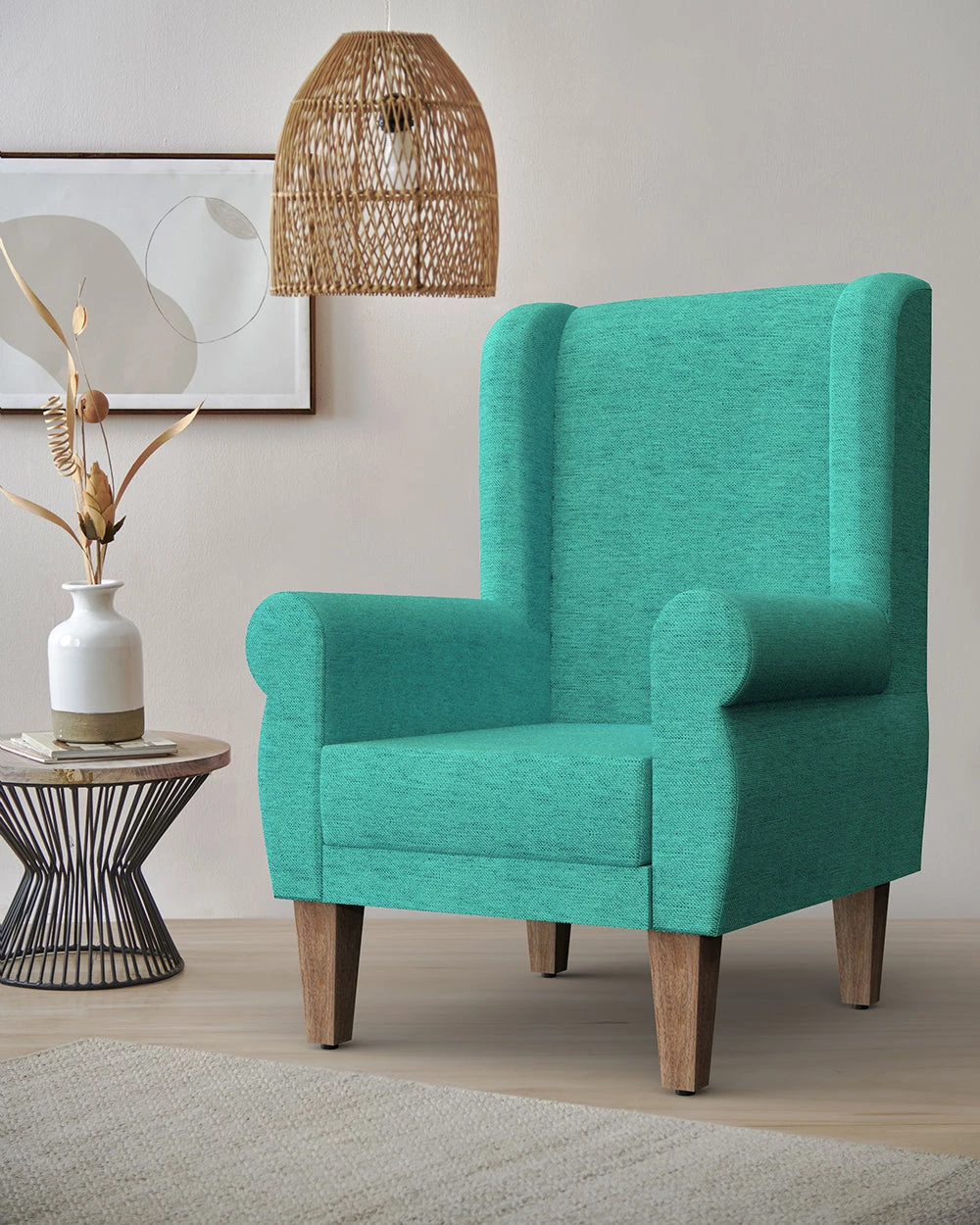 Chumbakdesign Furniture & Storage Begum Wing Chair - Maldivian Teal 3 Chumbakdesign Furniture & Storage Begum Wing Chair - Maldivian Teal