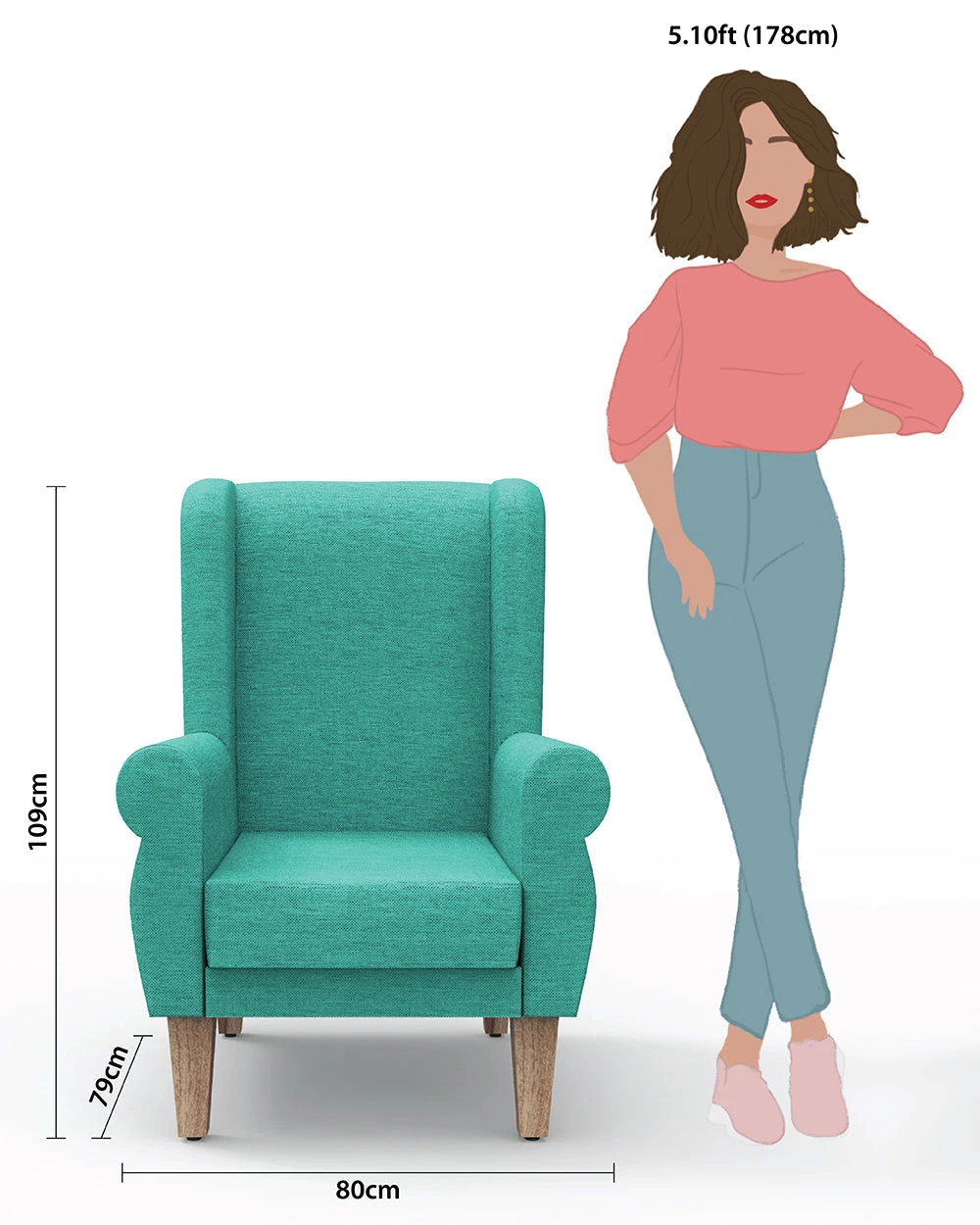 Chumbakdesign Furniture & Storage Begum Wing Chair - Maldivian Teal 9 Chumbakdesign Furniture & Storage Begum Wing Chair - Maldivian Teal