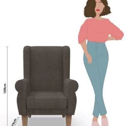 Chumbakdesign Begum Wing Chair - Brown Coal Furniture & Storage