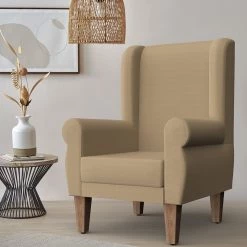 Chumbakdesign Begum Wing Chair - Beach Beige Furniture & Storage