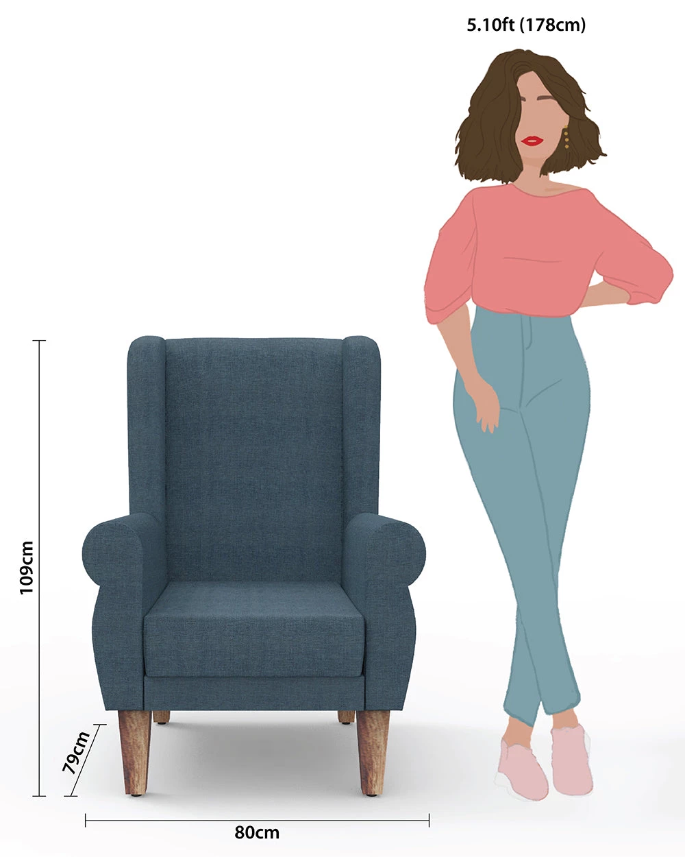 Chumbakdesign Begum Wing Chair - Sailor Blue 9 Chumbakdesign Begum Wing Chair - Sailor Blue