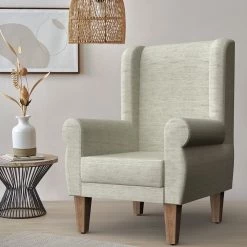 Chumbakdesign Begum Wing Chair - Srilanka Ivory Furniture & Storage