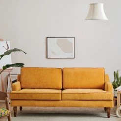 Chumbakdesign Nawaab Couch - 3 Seater, Velvet Mustard