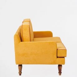 Chumbakdesign Nawaab Couch - 3 Seater, Velvet Mustard