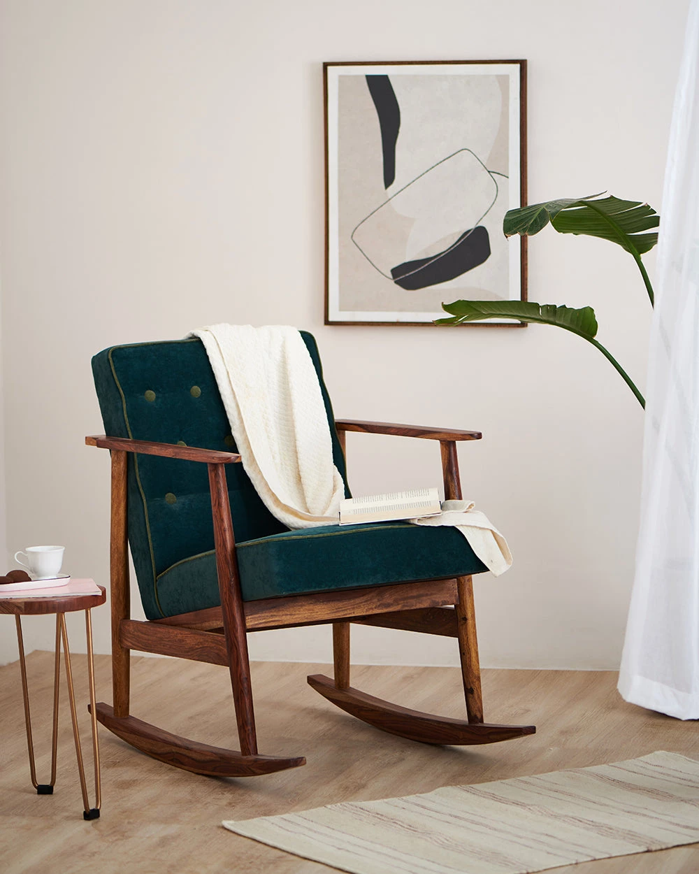 Chumbakdesign Memsaab Rocking Chair Velvet-Dark Green Furniture & Storage 3 Chumbakdesign Memsaab Rocking Chair Velvet-Dark Green Furniture & Storage