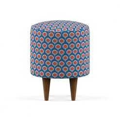 Chumbakdesign French Pouffe - Blue Ikkat Furniture & Storage