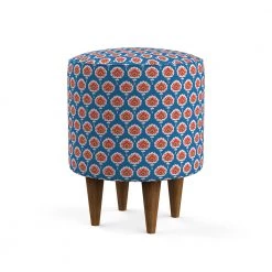 Chumbakdesign French Pouffe - Blue Ikkat Furniture & Storage