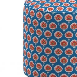 Chumbakdesign French Pouffe - Blue Ikkat Furniture & Storage