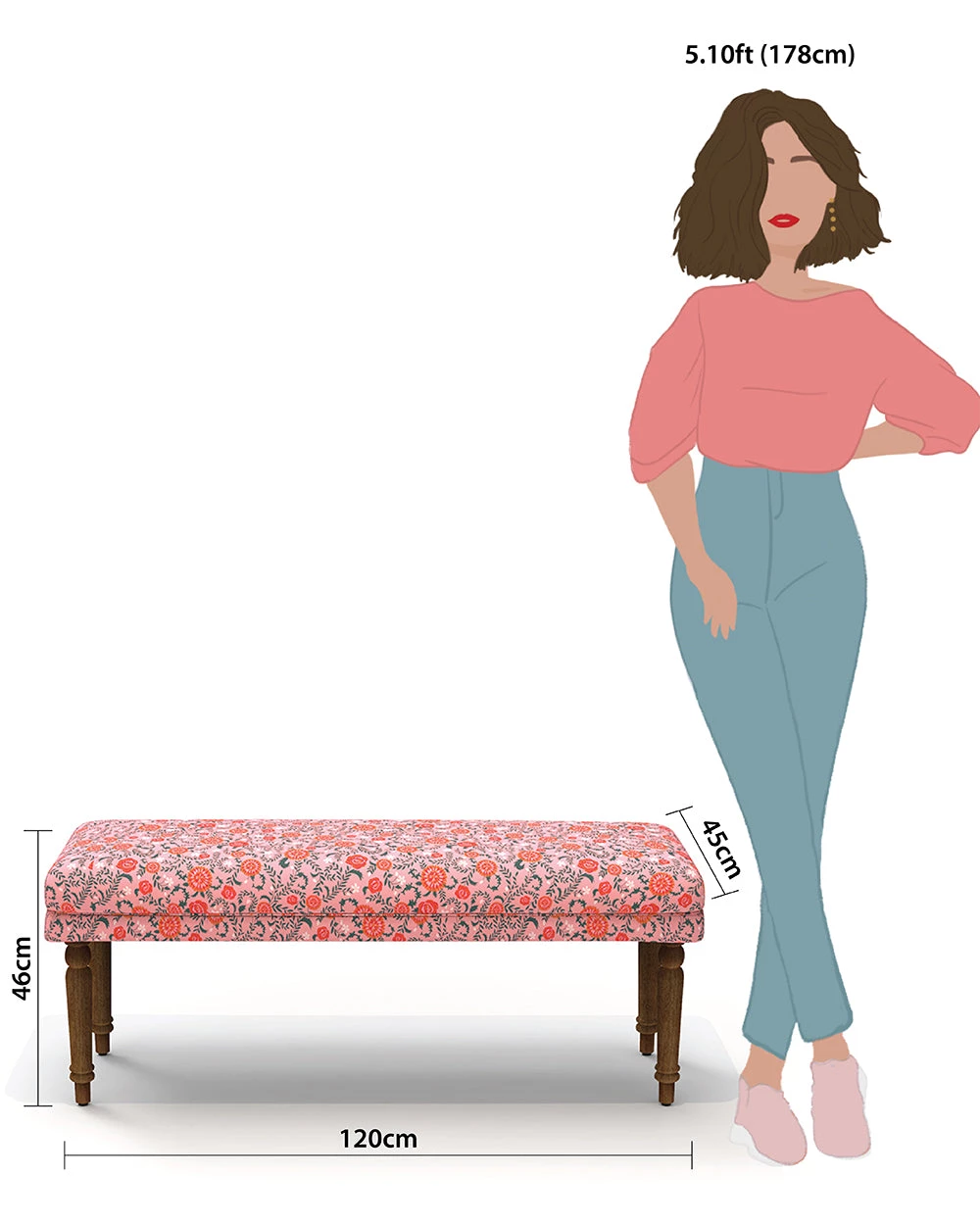 Chumbakdesign Furniture & Storage Nawaab Bench - Earthy Floral 8 Chumbakdesign Furniture & Storage Nawaab Bench - Earthy Floral